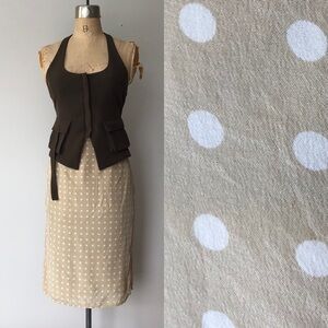 Vintage 90s cream and white polka dot silk skirt small s 6
